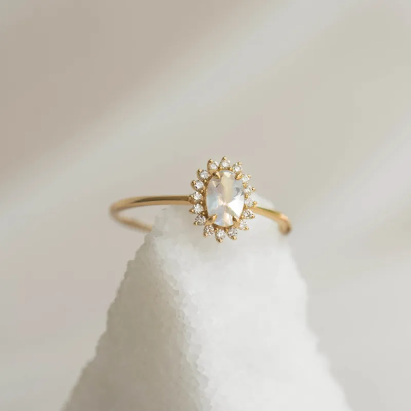 Sunburst Moonstone Halo Ring - Chiara sold by Linjer