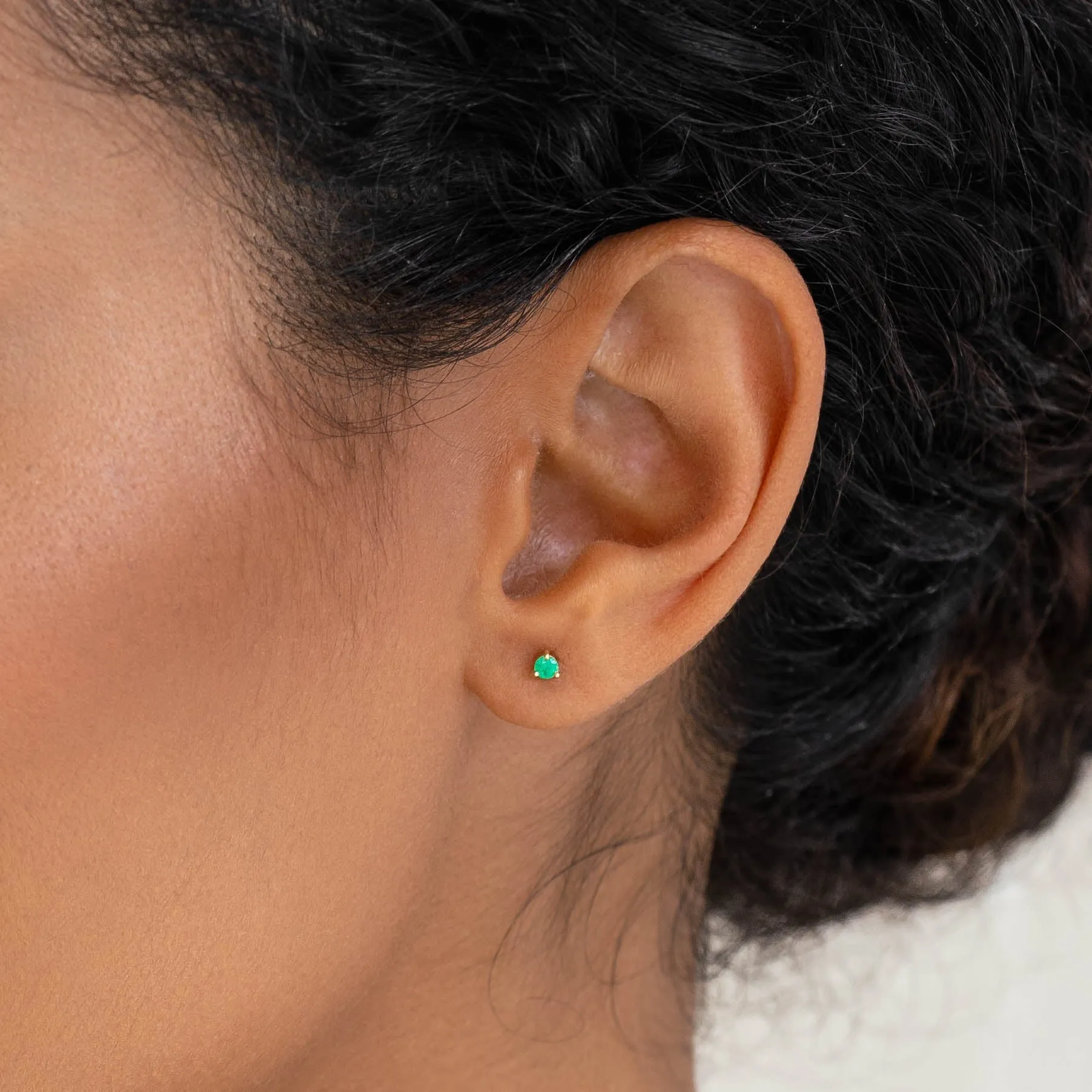 Emerald Stud Earrings 14k Gold - Valentina sold by Linjer product image thumbnail 3