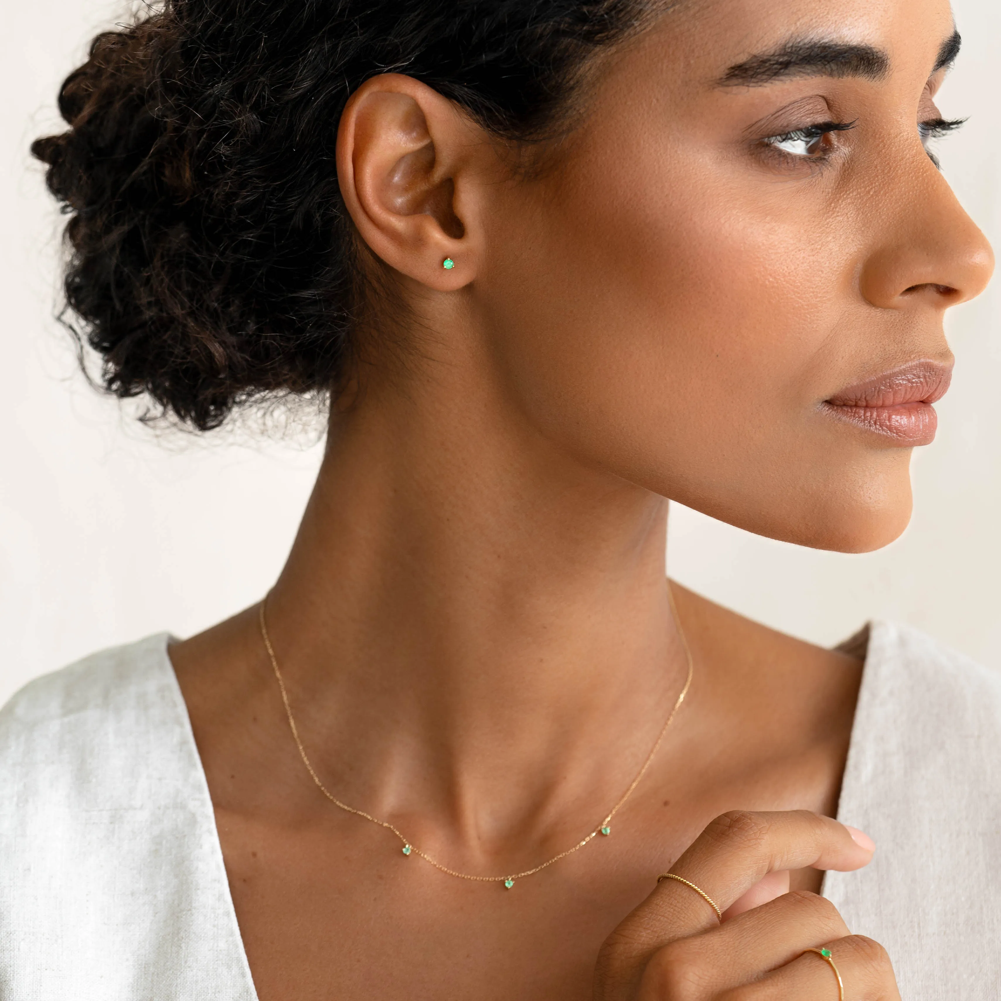 Emerald Stud Earrings 14k Gold - Valentina sold by Linjer product image thumbnail 5