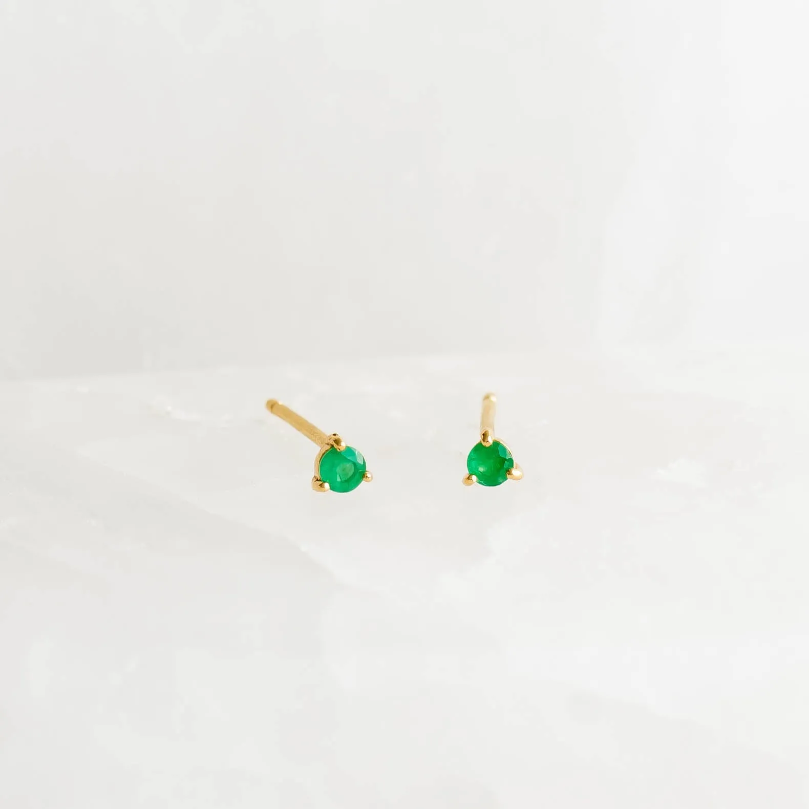 Emerald Stud Earrings 14k Gold - Valentina sold by Linjer product image thumbnail 2