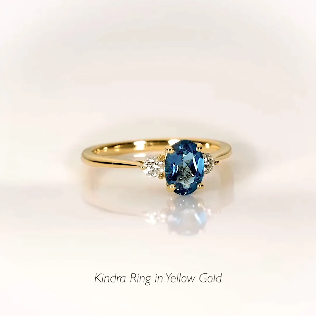London Blue Topaz and Diamond Ring White Gold - Kindra sold by Linjer product image thumbnail 5