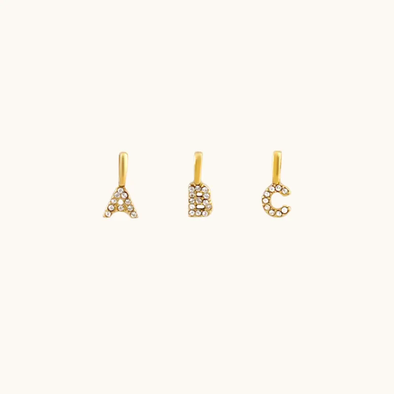 Pavé Letter Charms - Attached Bail sold by Sugar Blossom