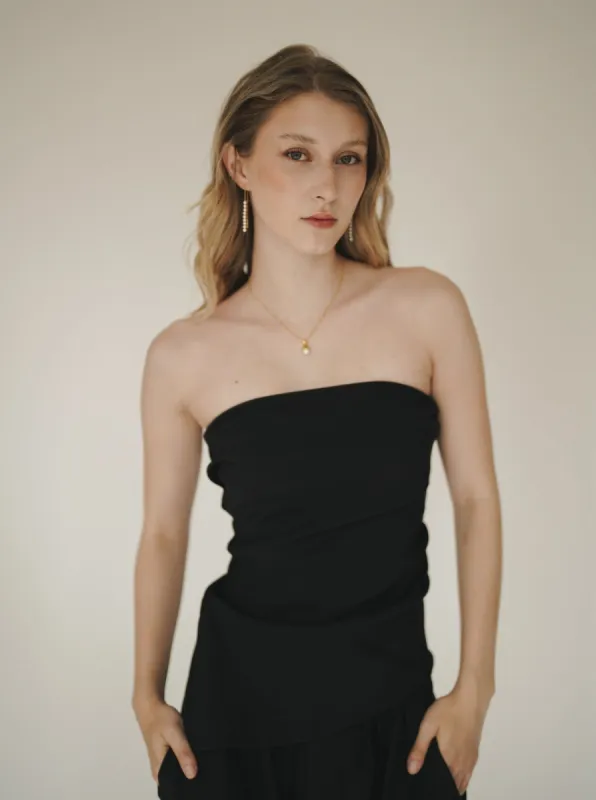 Black Bandeau Asymmetric Top (Final Sale) sold by VERAFIED