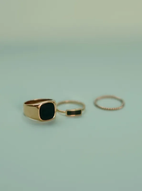14k Gold Black Onyx Ring Set sold by VERAFIED