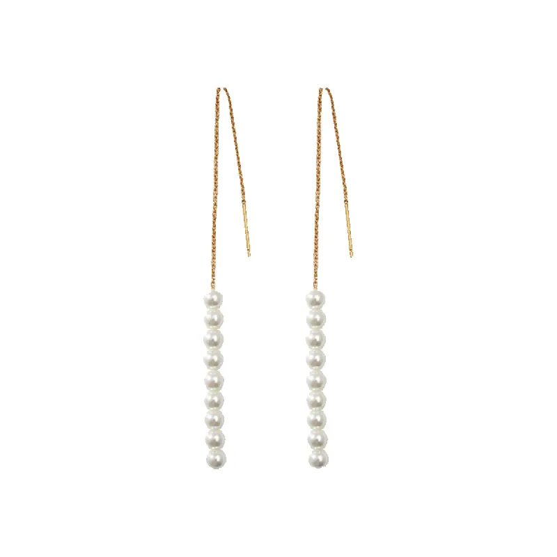 Pearl Drop Threader Earrings sold by VERAFIED
