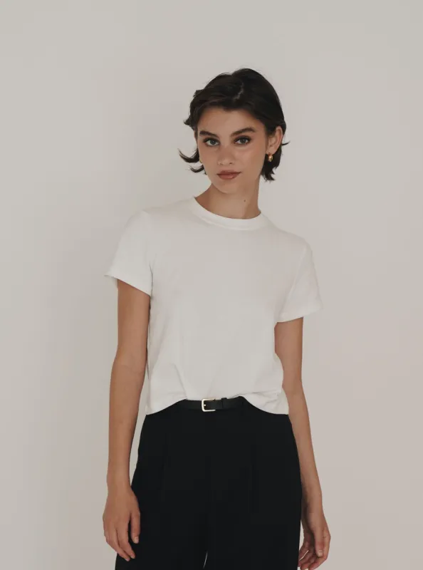 White Cropped T-Shirt sold by VERAFIED