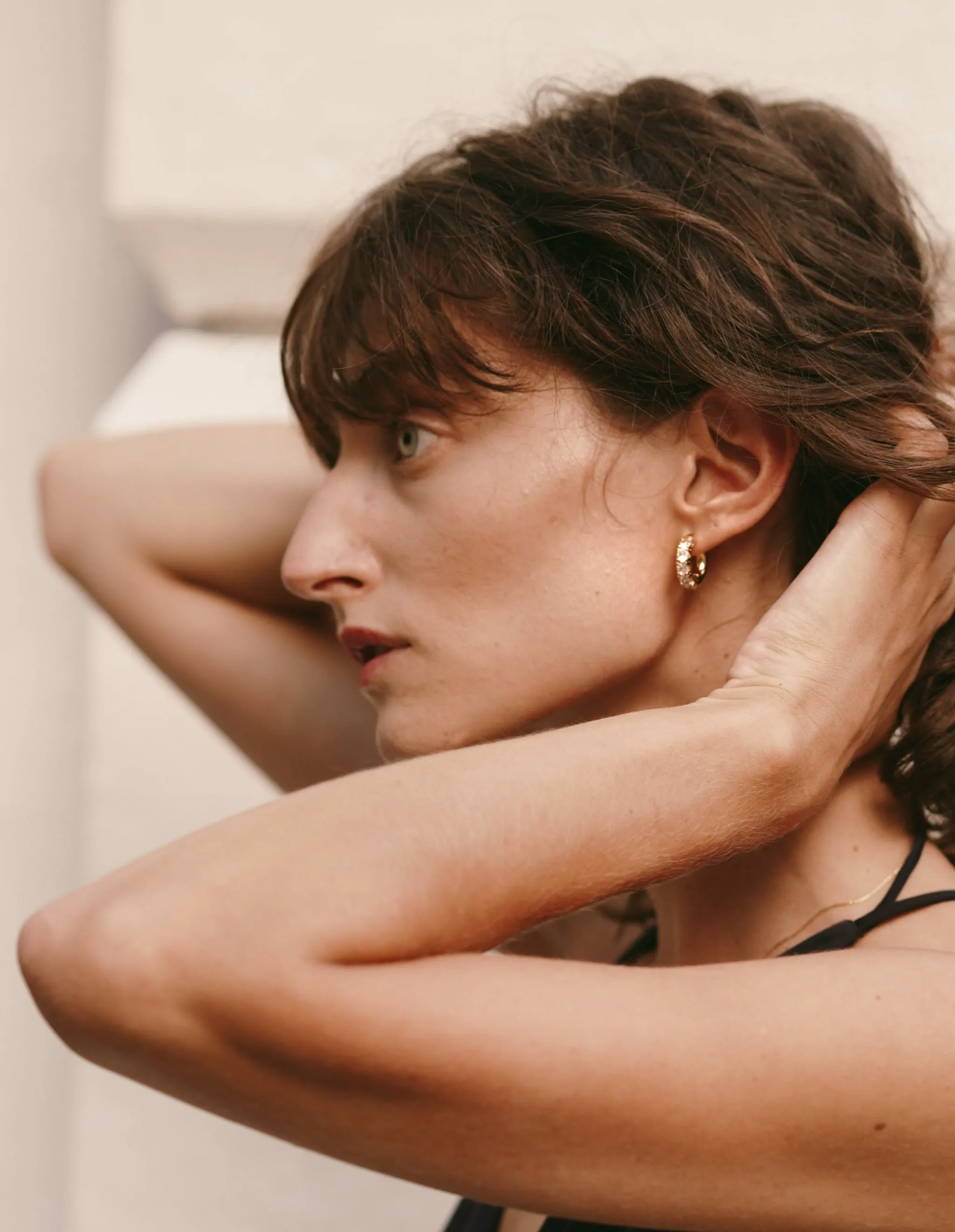 White Stone Hoops (Final Sale) sold by VERAFIED product image thumbnail 3