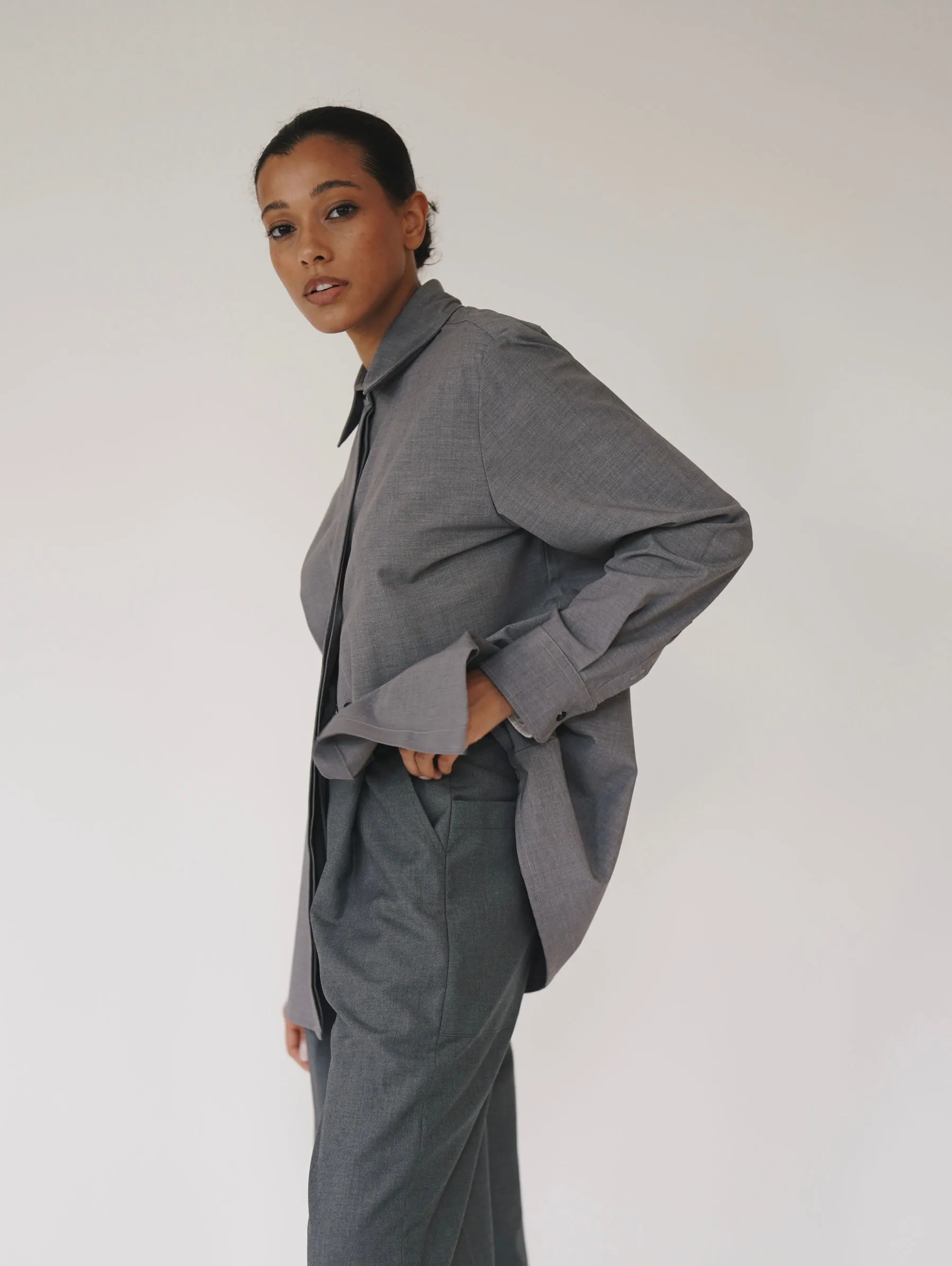 Pointed Collar Grey Shirt sold by VERAFIED product image thumbnail 2