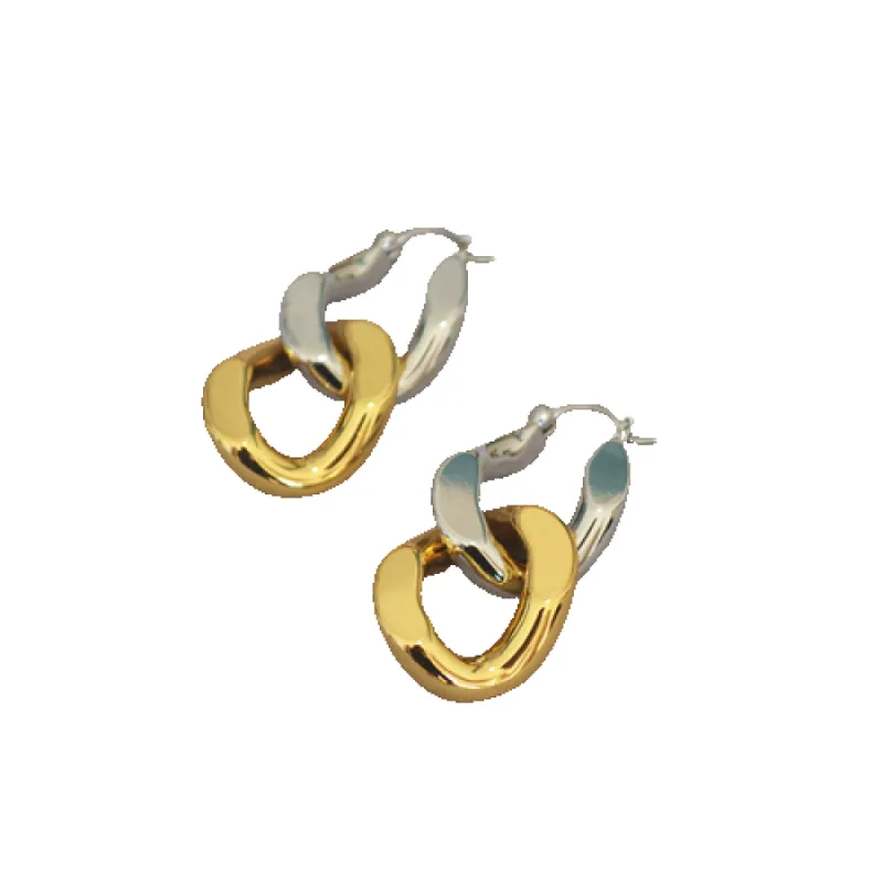 Gold-Silver Link Mismatch Earrings (Final Sale) sold by VERAFIED