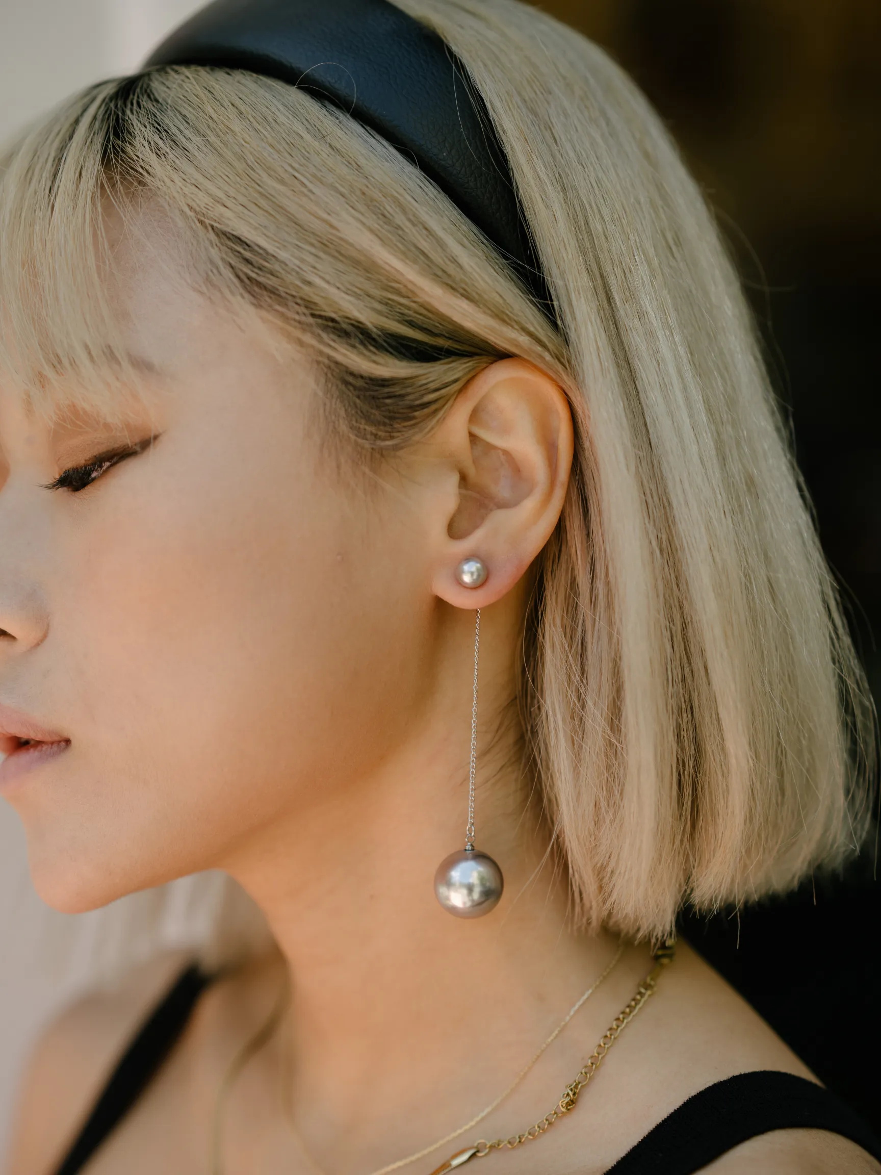 Moon Gray Silver Plated Pear Earring sold by VERAFIED product image thumbnail 3