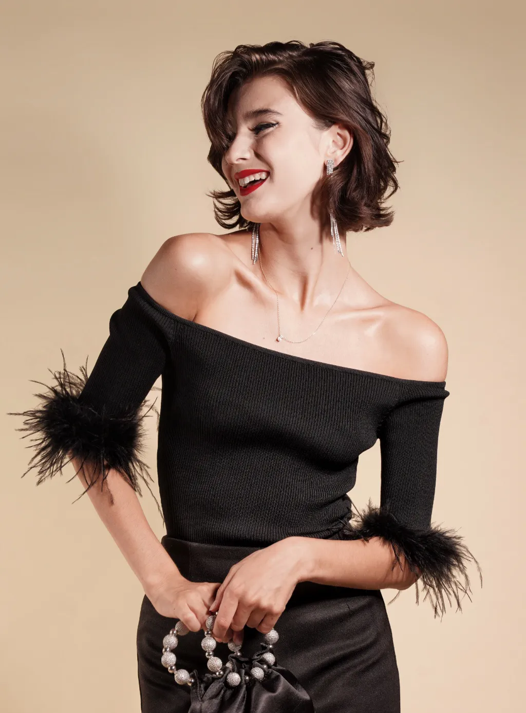 Off The Shoulder Feather Sleeve Top(Final Sale) sold by VERAFIED product image thumbnail 2