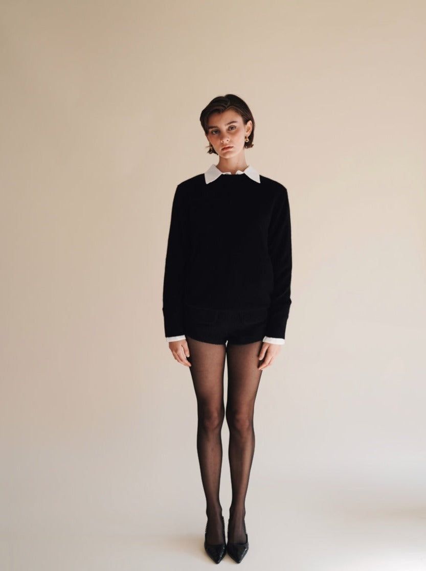 Black Cashmere Crew Neck Sweater(Final Sale) sold by VERAFIED product image thumbnail 3