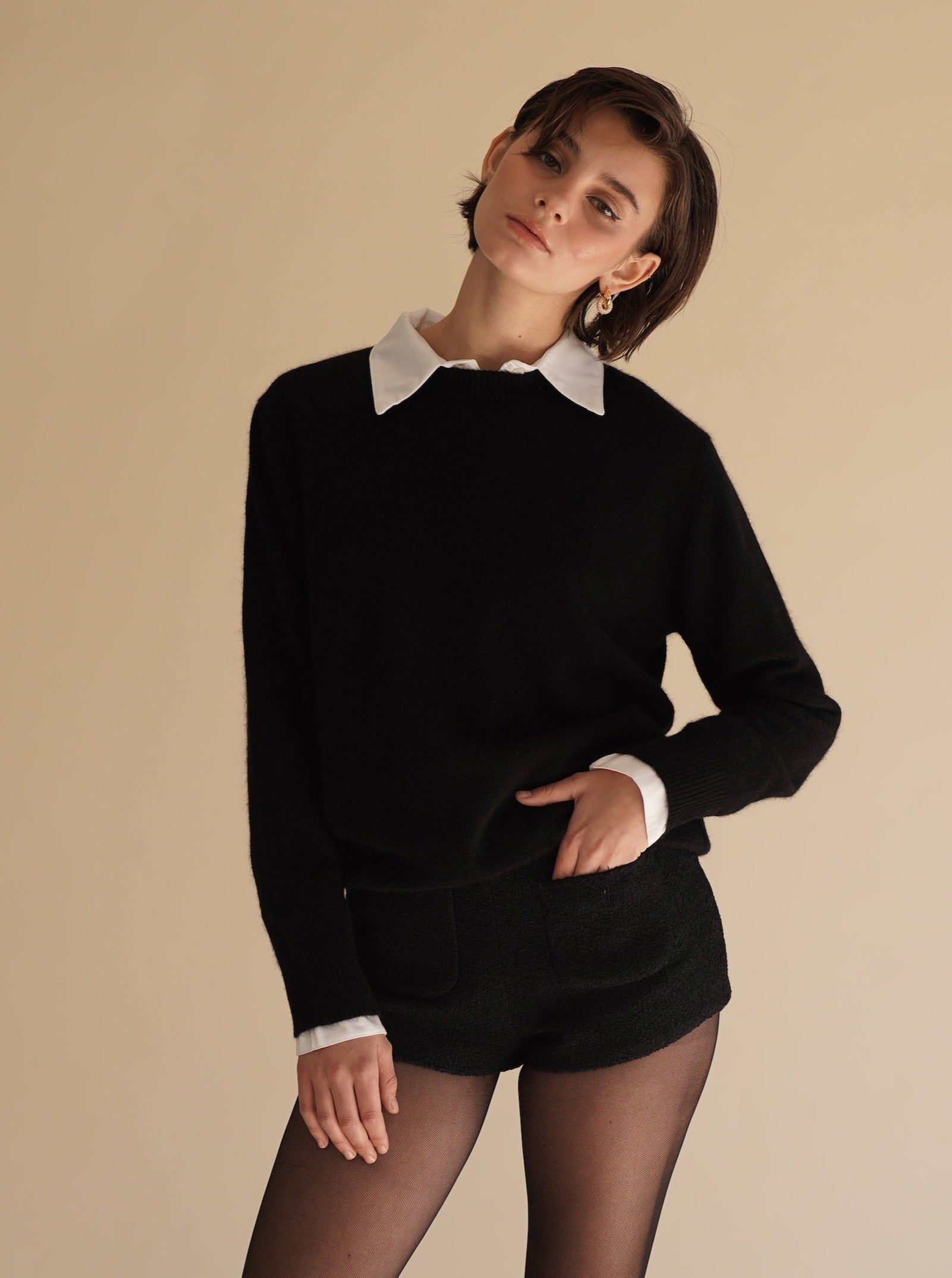 Black Cashmere Crew Neck Sweater(Final Sale) sold by VERAFIED
