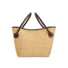 Leather-trimmed Raffia Bucket Bag sold by VERAFIED