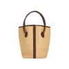 Leather-trimmed Raffia Bucket Bag sold by VERAFIED