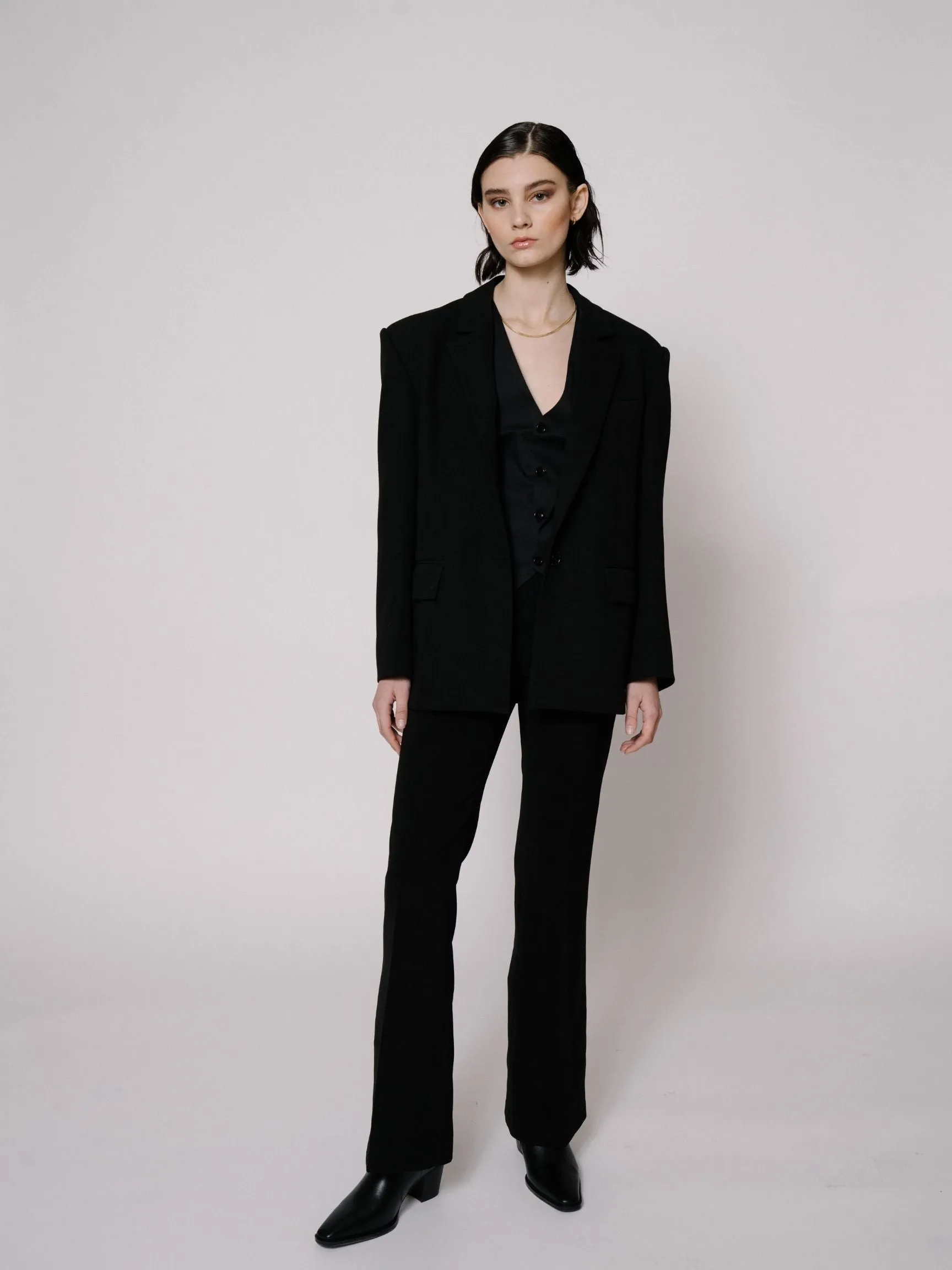 Black Wide-Shoulder Blazer sold by VERAFIED product image thumbnail 5