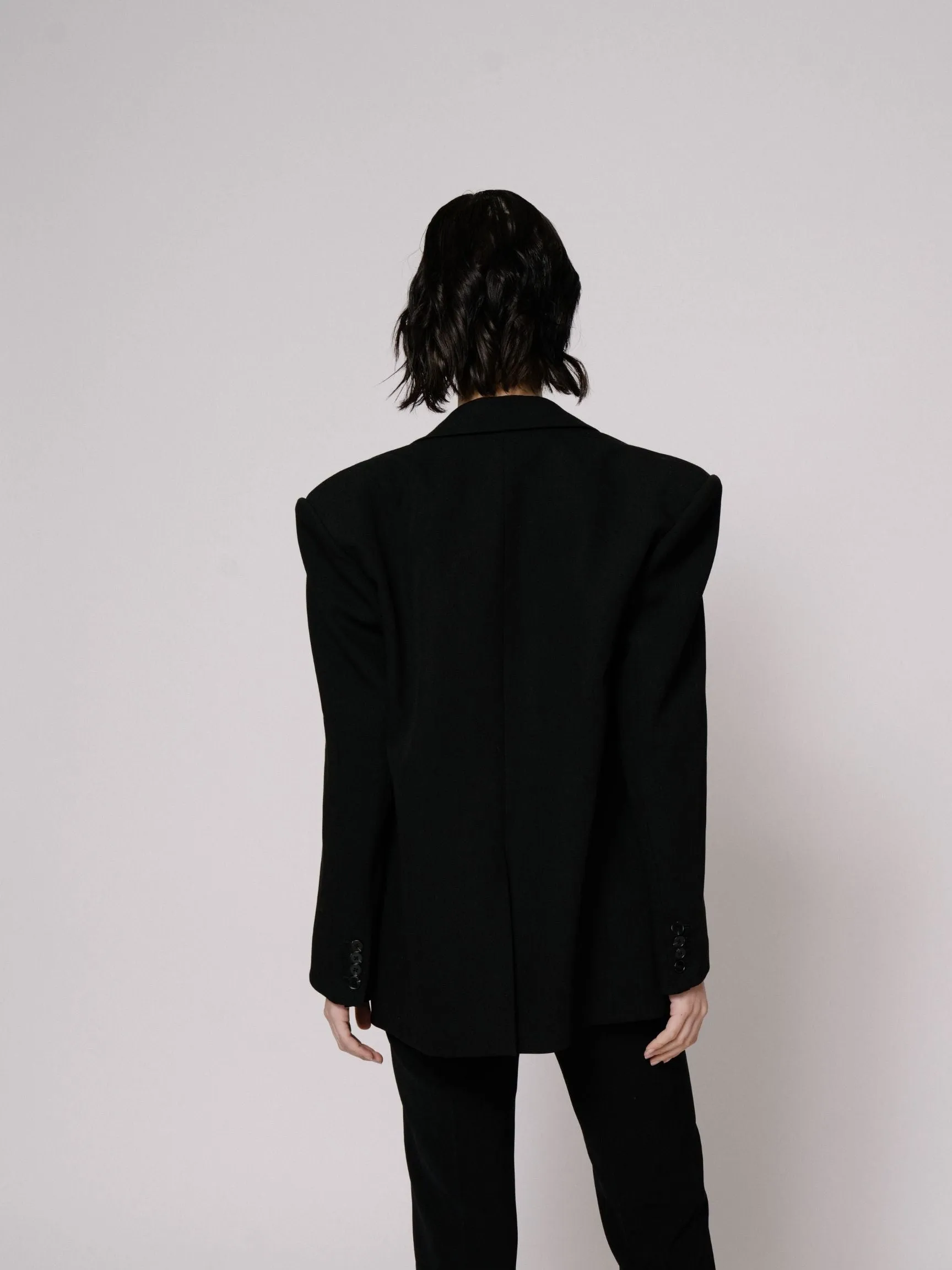 Black Wide-Shoulder Blazer sold by VERAFIED product image thumbnail 3