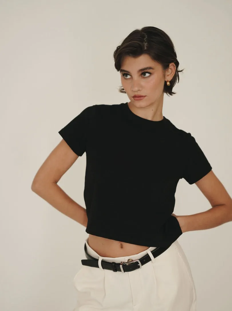 Black Cropped T-Shirt sold by VERAFIED product image thumbnail 2