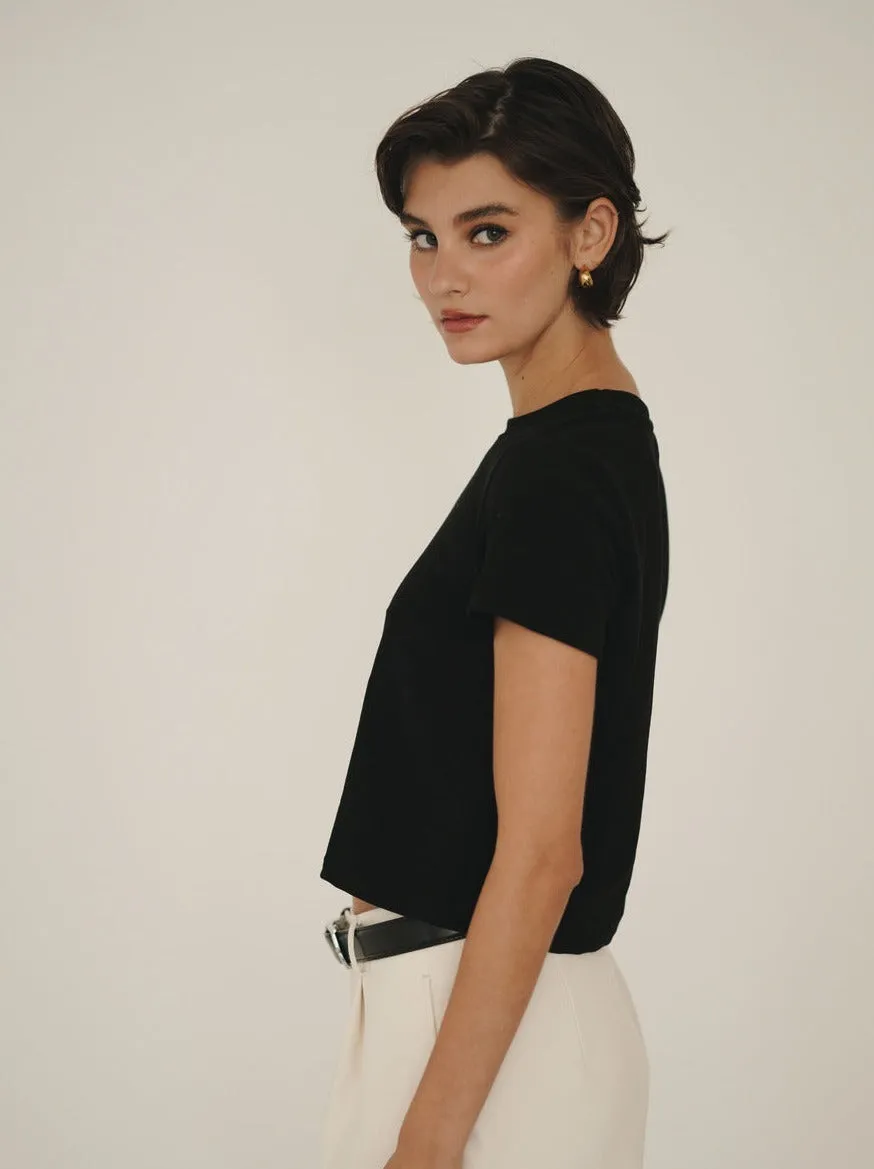 Black Cropped T-Shirt sold by VERAFIED product image thumbnail 4