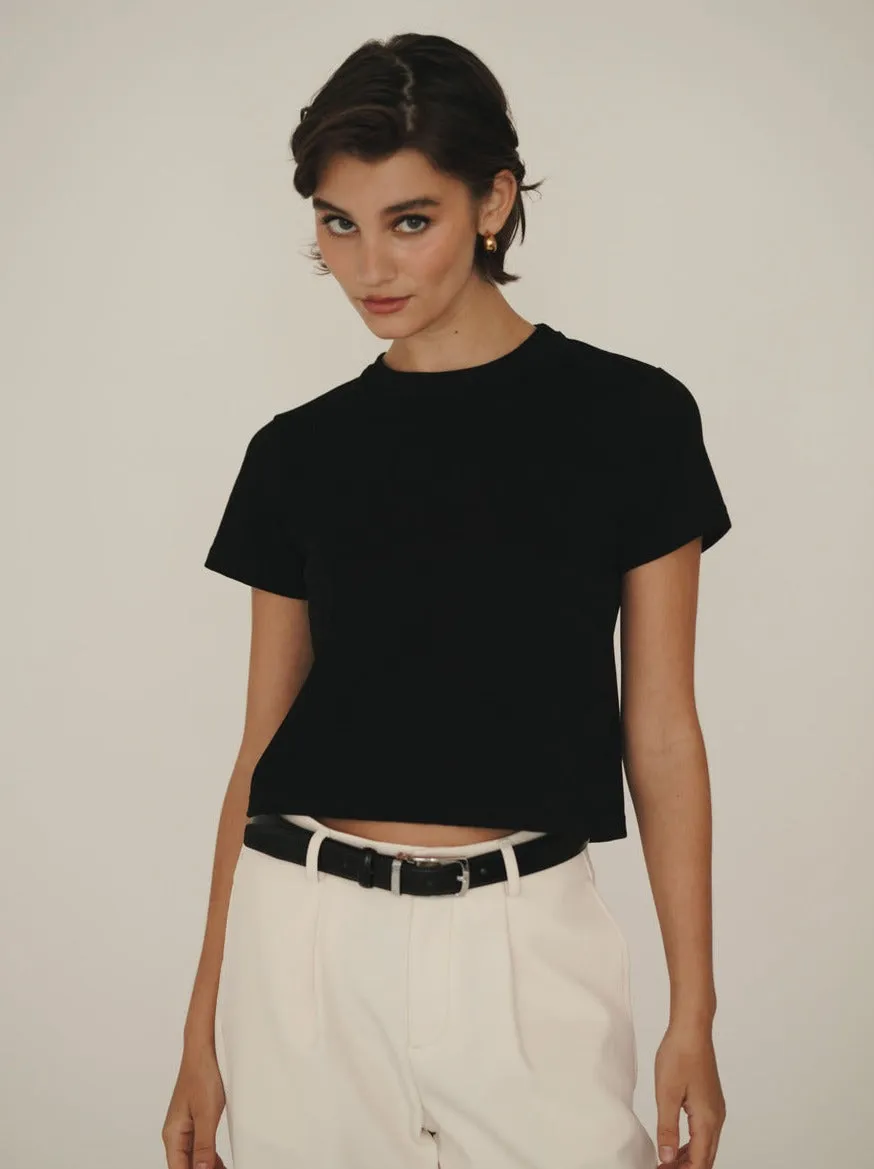 Black Cropped T-Shirt sold by VERAFIED product image thumbnail 5