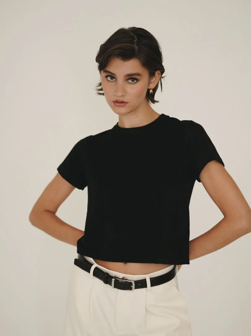 Black Cropped T-Shirt sold by VERAFIED