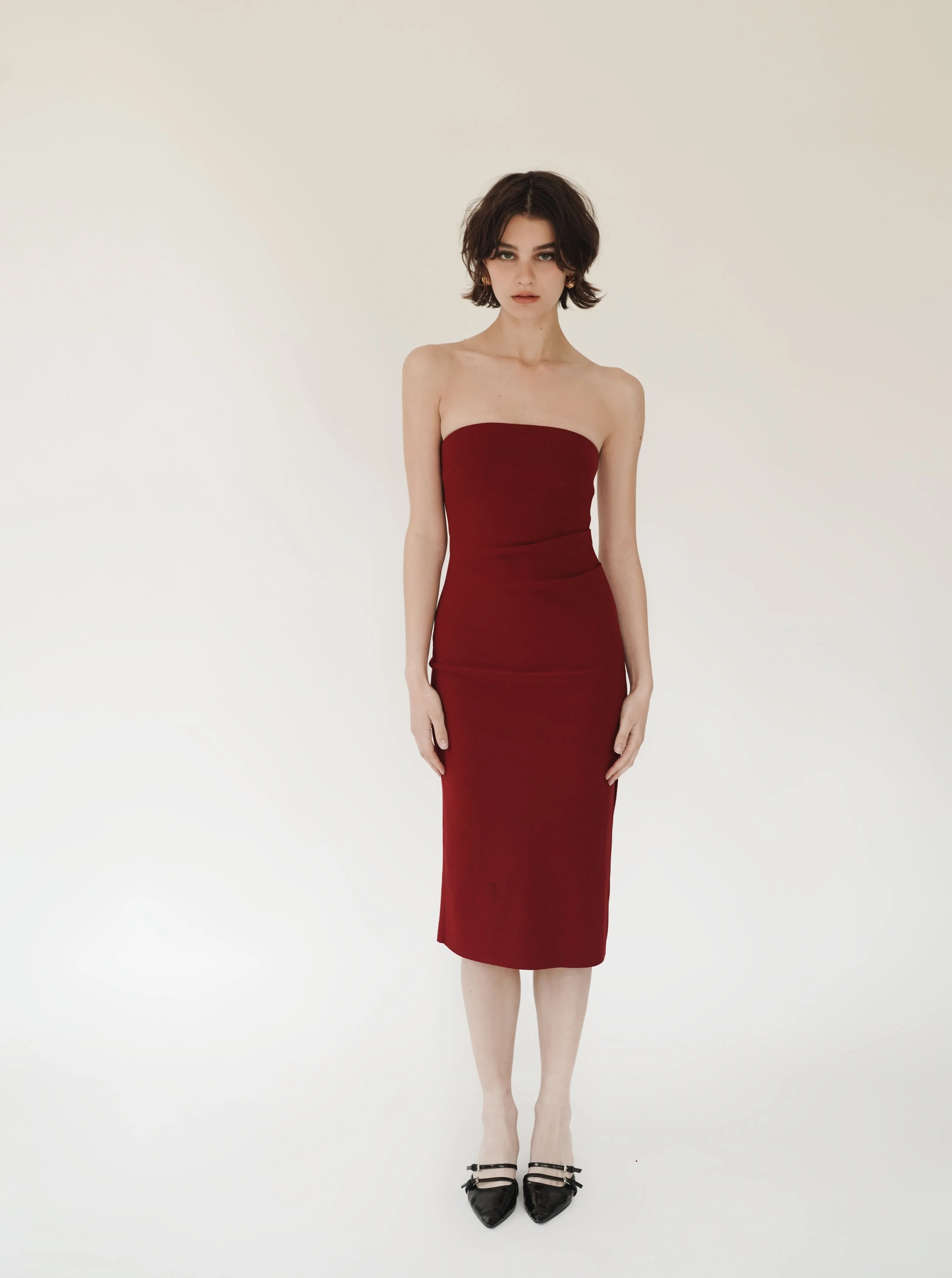 Cherry Strapless Midi Dress sold by VERAFIED