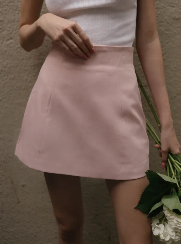 Pink High Waist Mini Skirt (Final Sale) sold by VERAFIED