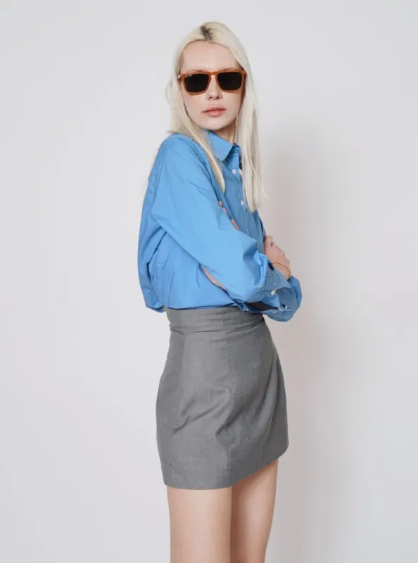 Mid-Grey High Waist Mini Skirt (Final Sale) sold by VERAFIED