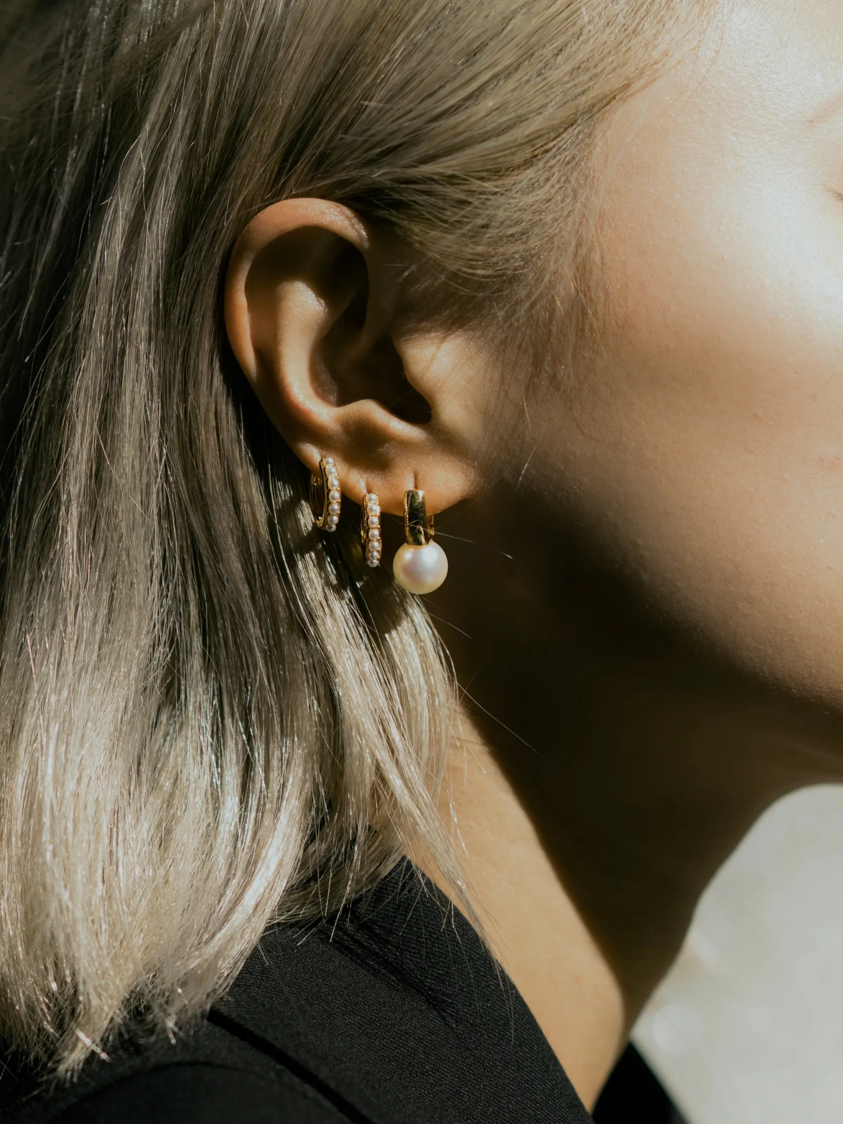 Beaded Pearl Hoops sold by VERAFIED product image thumbnail 2