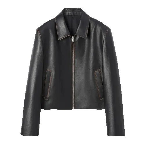 Cropped Leather Jacket (Final Sale) sold by VERAFIED product image thumbnail 3