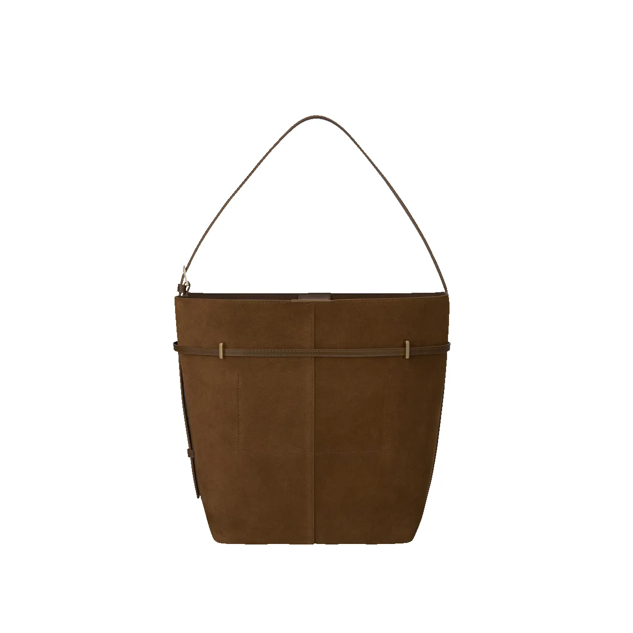 Toffee Suede Belted Tote Bag sold by VERAFIED product image thumbnail 3