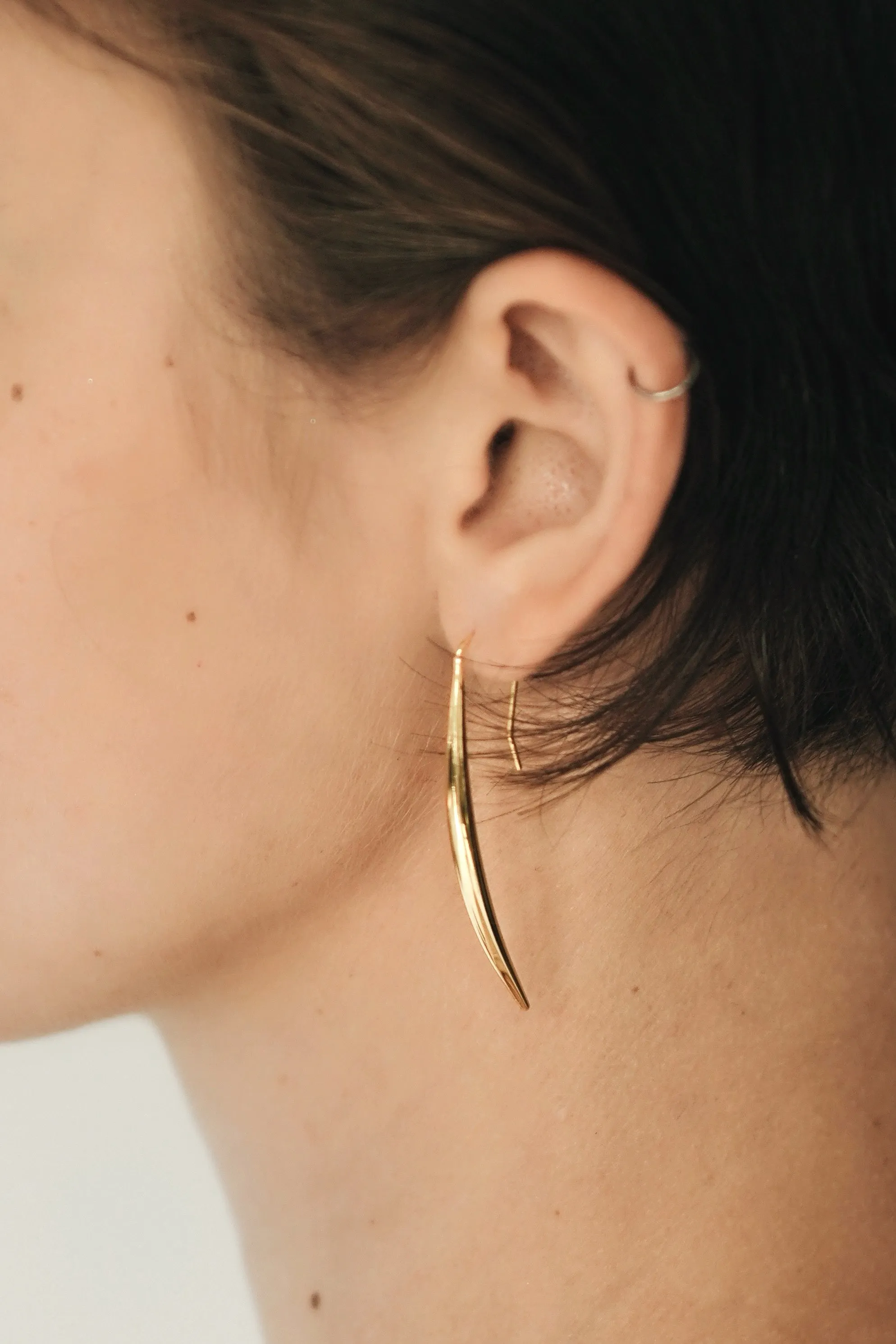Gold Linear Drop Earrings sold by VERAFIED product image thumbnail 5