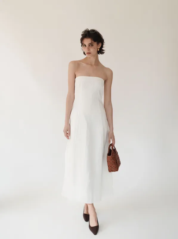 Strapless Linen Maxi Dress sold by VERAFIED