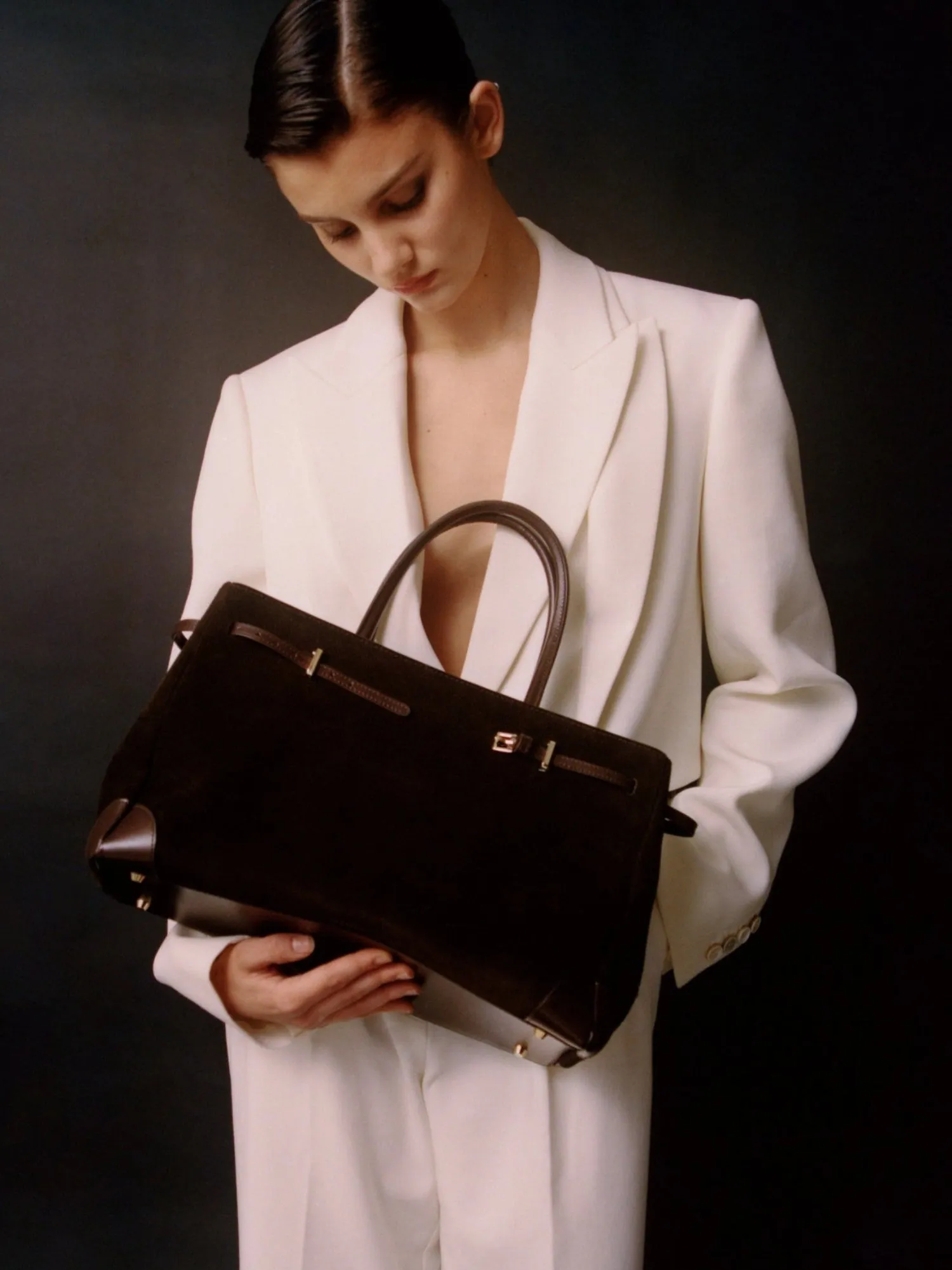 Espresso Suede Book Tote Bag 33 sold by VERAFIED product image thumbnail 2