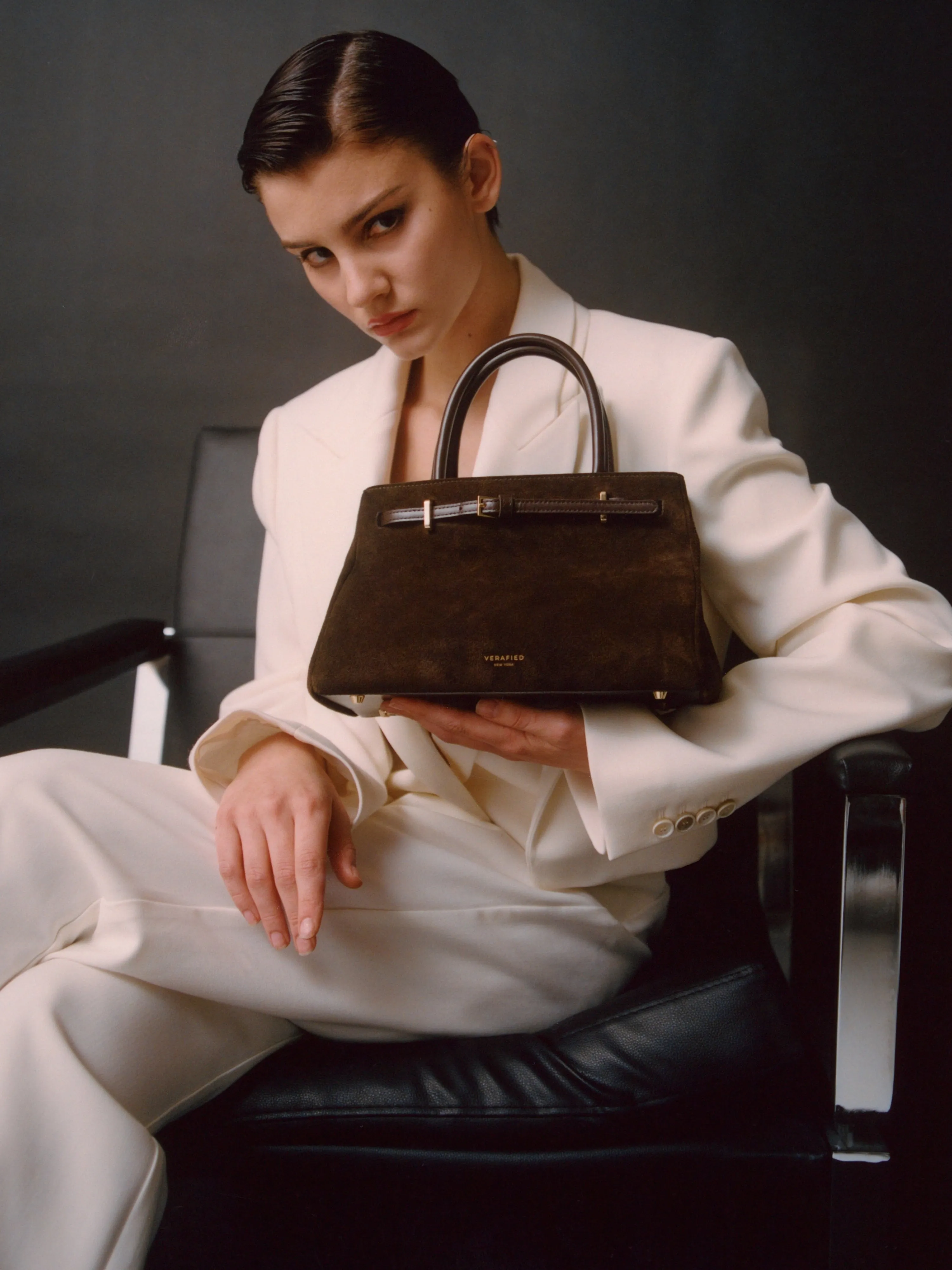 Espresso Suede Book Tote Bag 25 sold by VERAFIED product image thumbnail 2