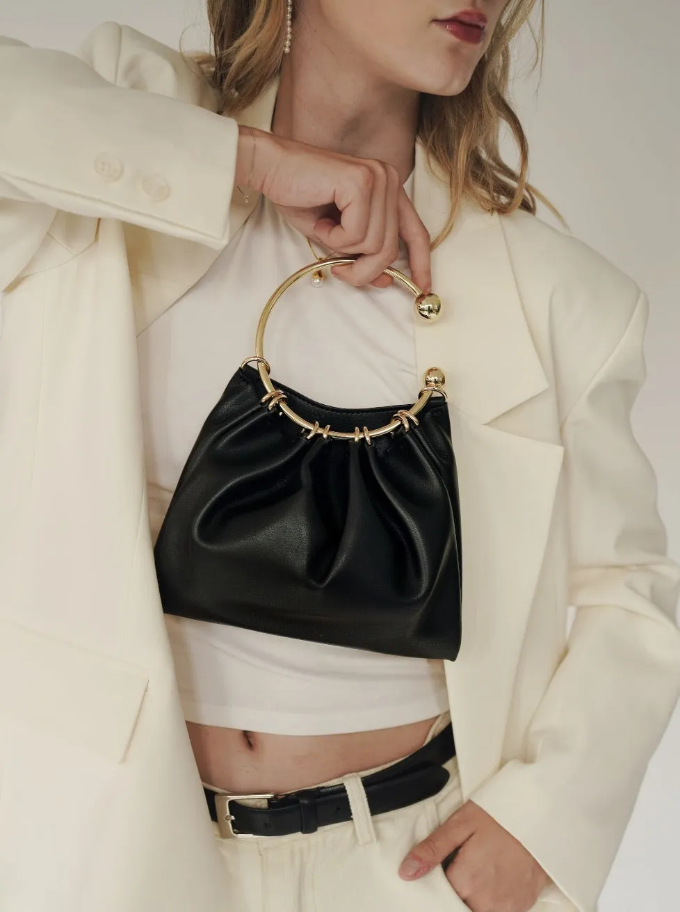 Black Ring Handle Bag sold by VERAFIED product image thumbnail 2