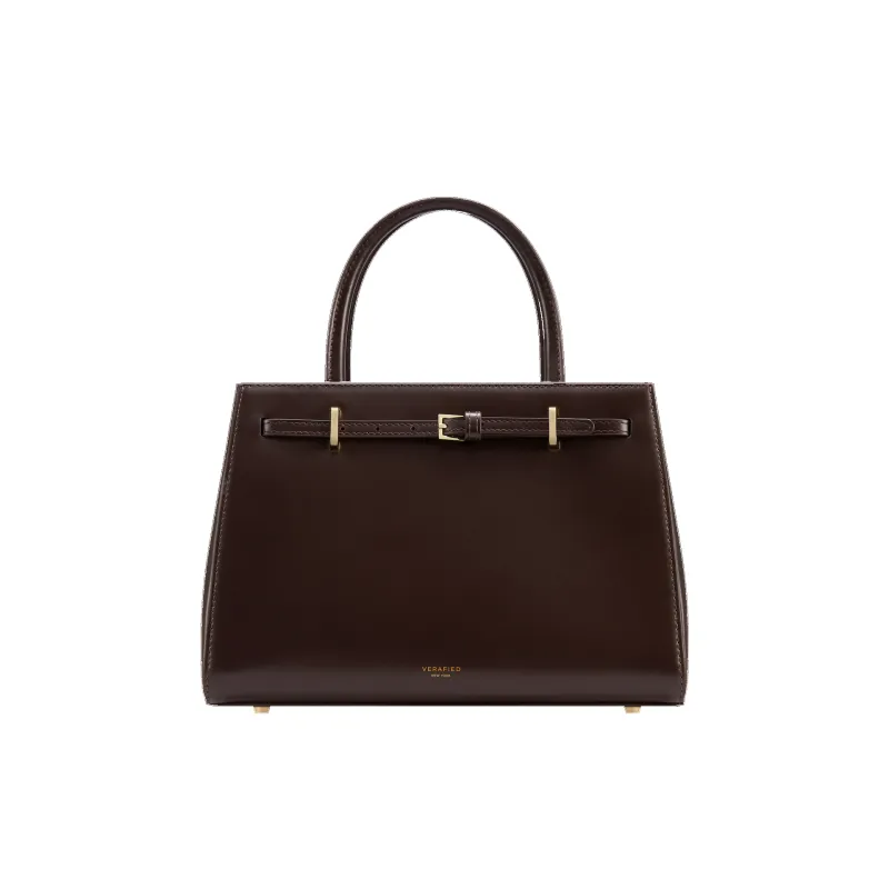 Chocolate Leather Book Tote Bag 25 sold by VERAFIED