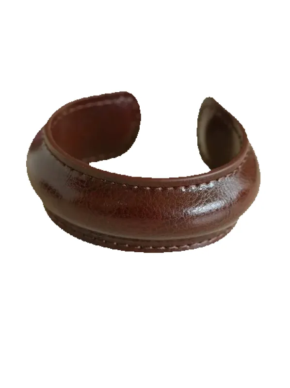 Brown Leather Cuff Bracelet sold by VERAFIED