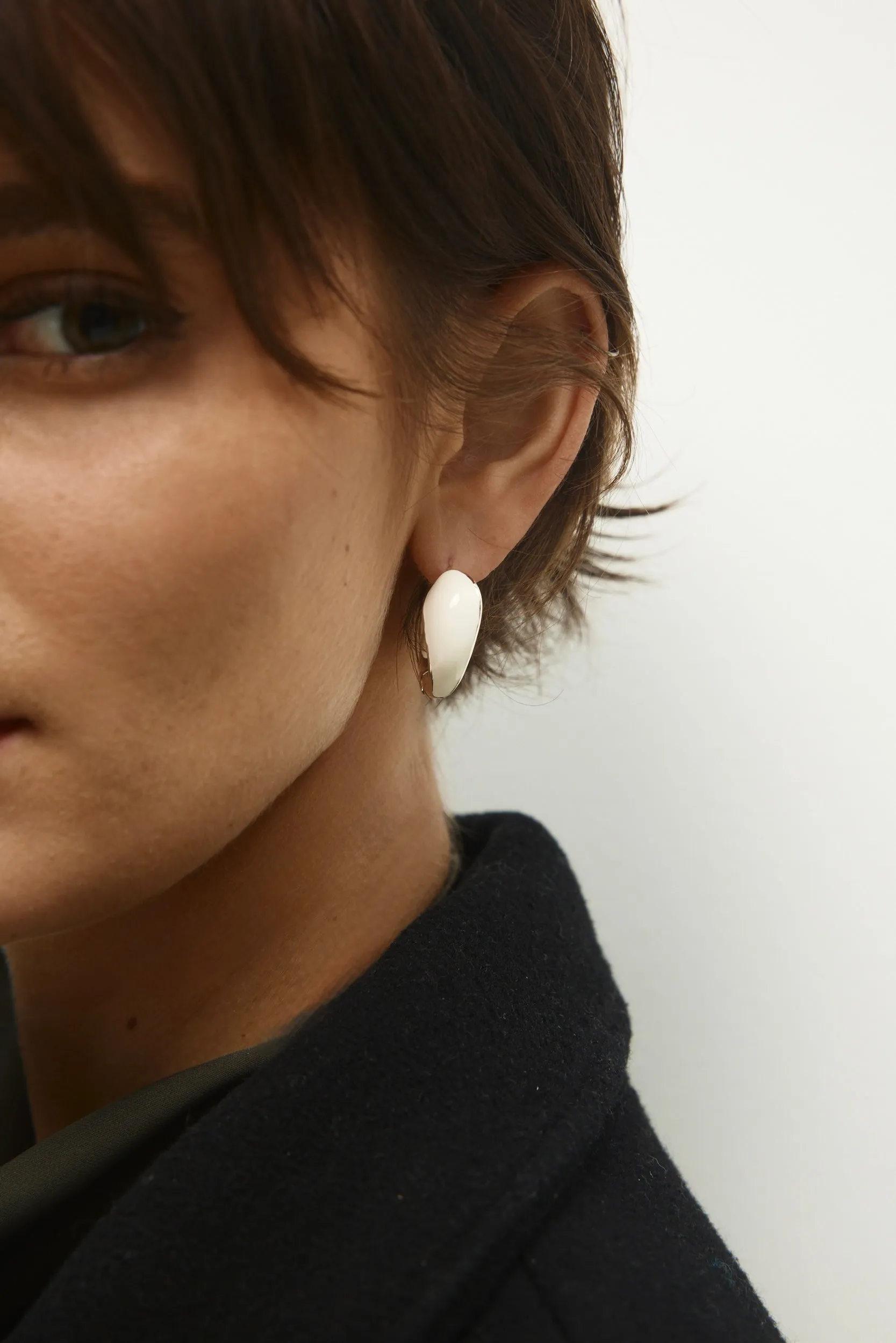 Ivory Orbit Hoop Earrings sold by VERAFIED product image thumbnail 4