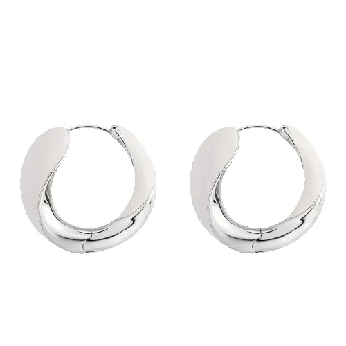 Ivory Orbit Hoop Earrings sold by VERAFIED product image thumbnail 3