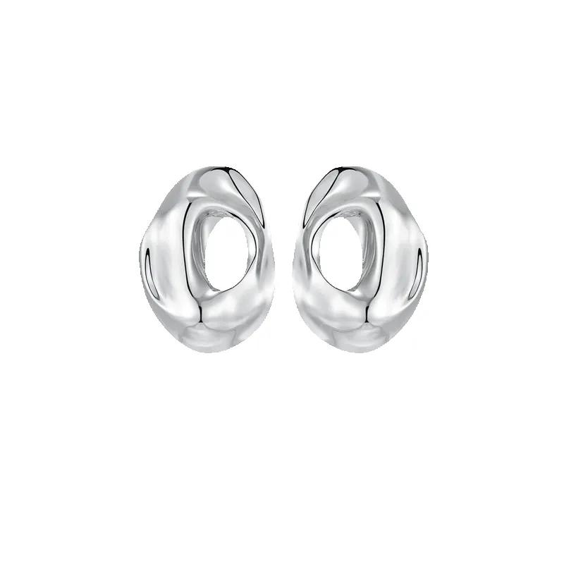 Silver Ripple Hoop Earrings made by VERAFIED