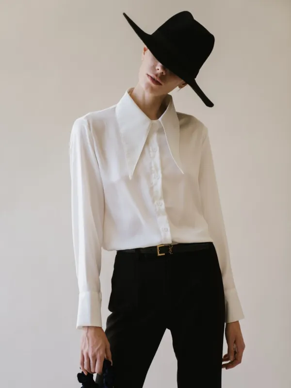 Point Collar White Shirt (Final Sale) sold by VERAFIED