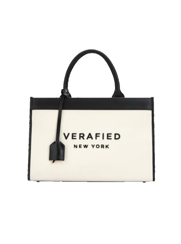 Leather-trimmed Canvas Tote (Final Sale) sold by VERAFIED