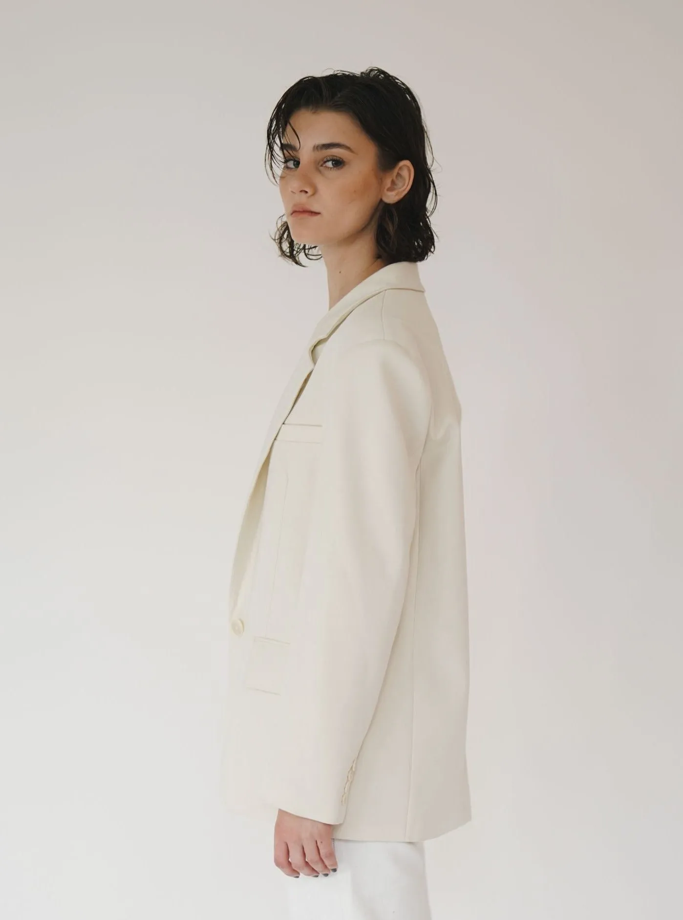 Off White Wide-Shoulder Blazer (Final Sale) sold by VERAFIED product image thumbnail 2