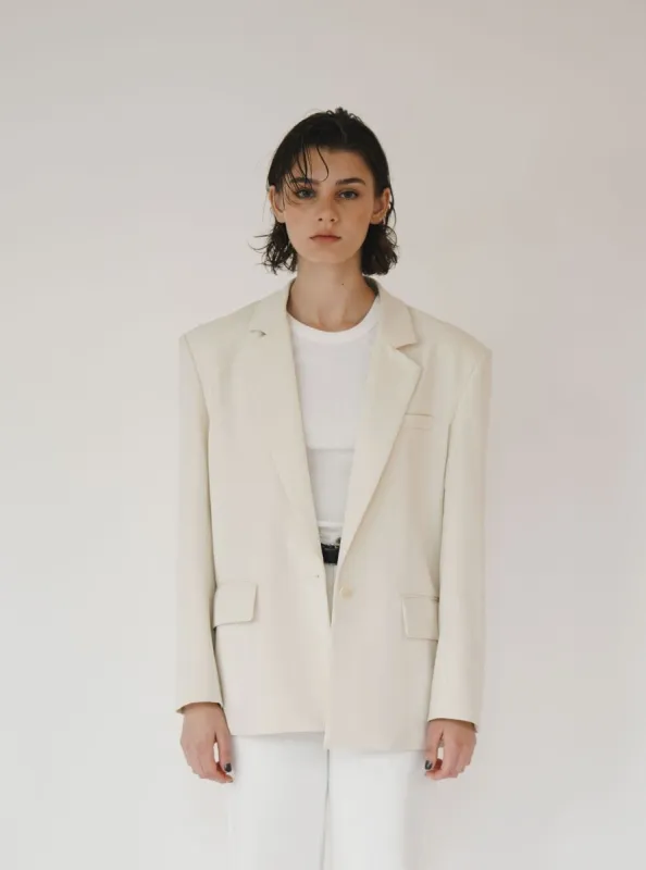 Off White Wide-Shoulder Blazer (Final Sale) sold by VERAFIED