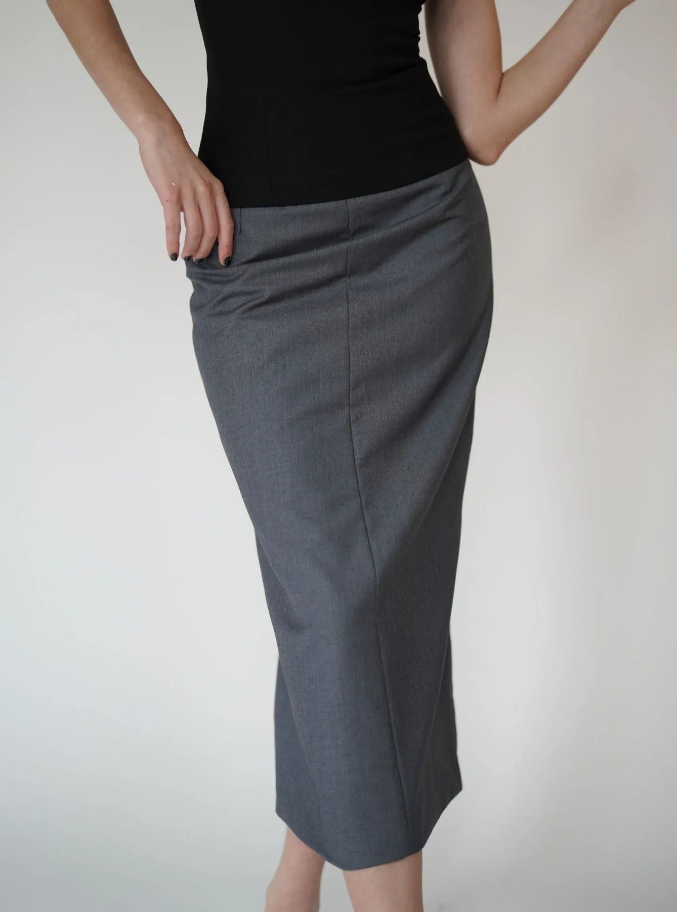 Midi Grey Pencil Skirt sold by VERAFIED product image thumbnail 2