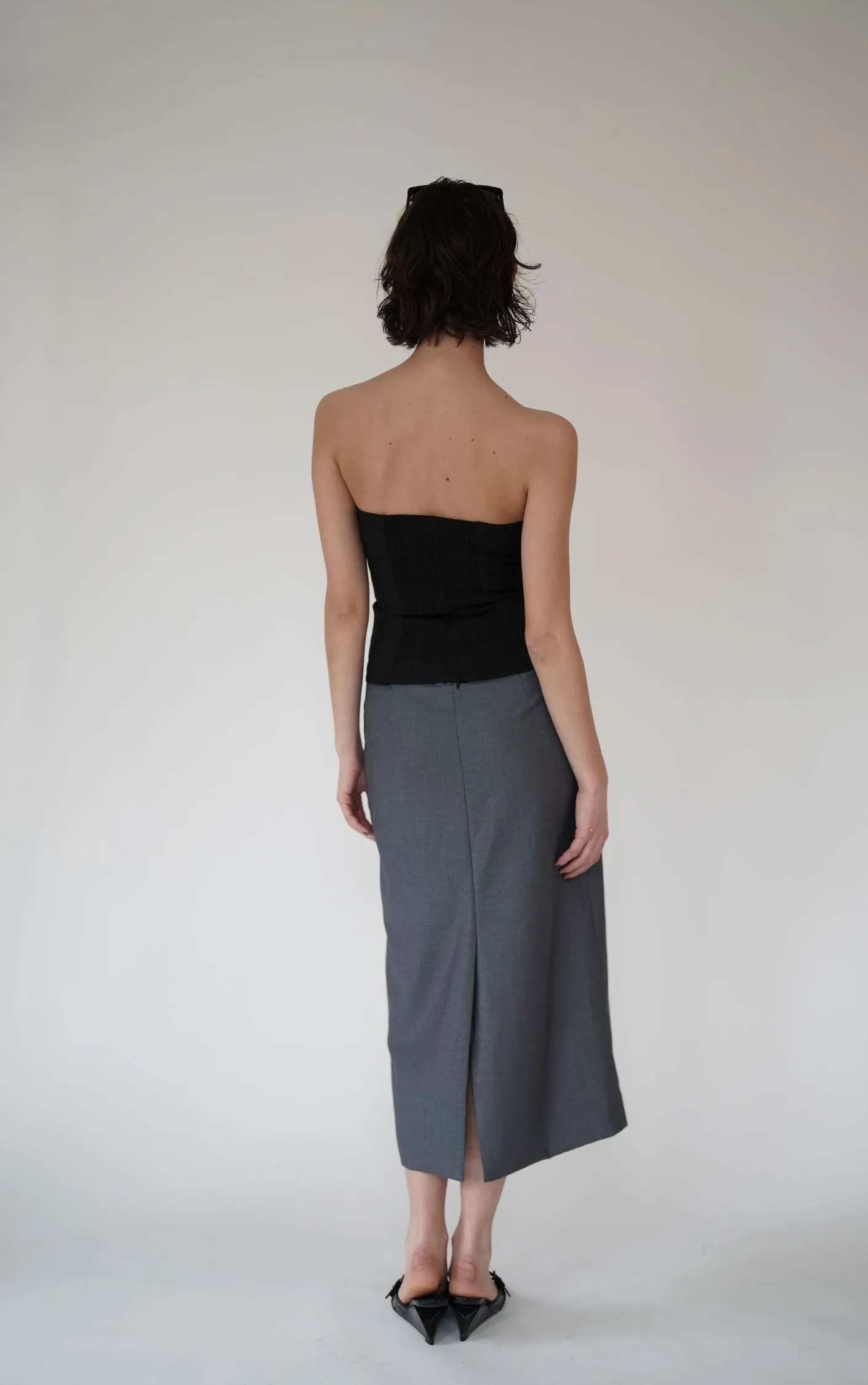 Midi Grey Pencil Skirt sold by VERAFIED product image thumbnail 3