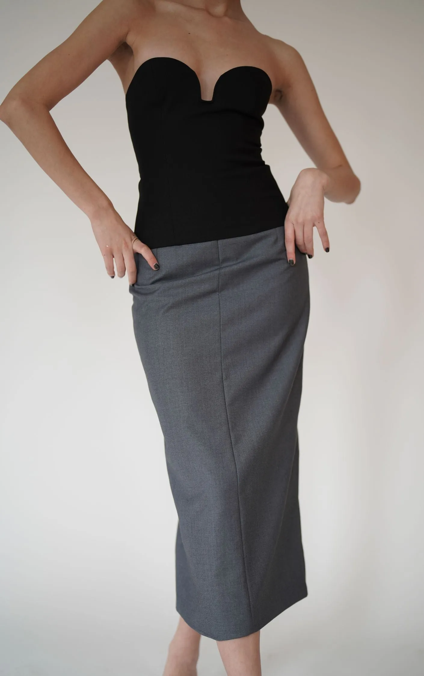 Midi Grey Pencil Skirt sold by VERAFIED product image thumbnail 5
