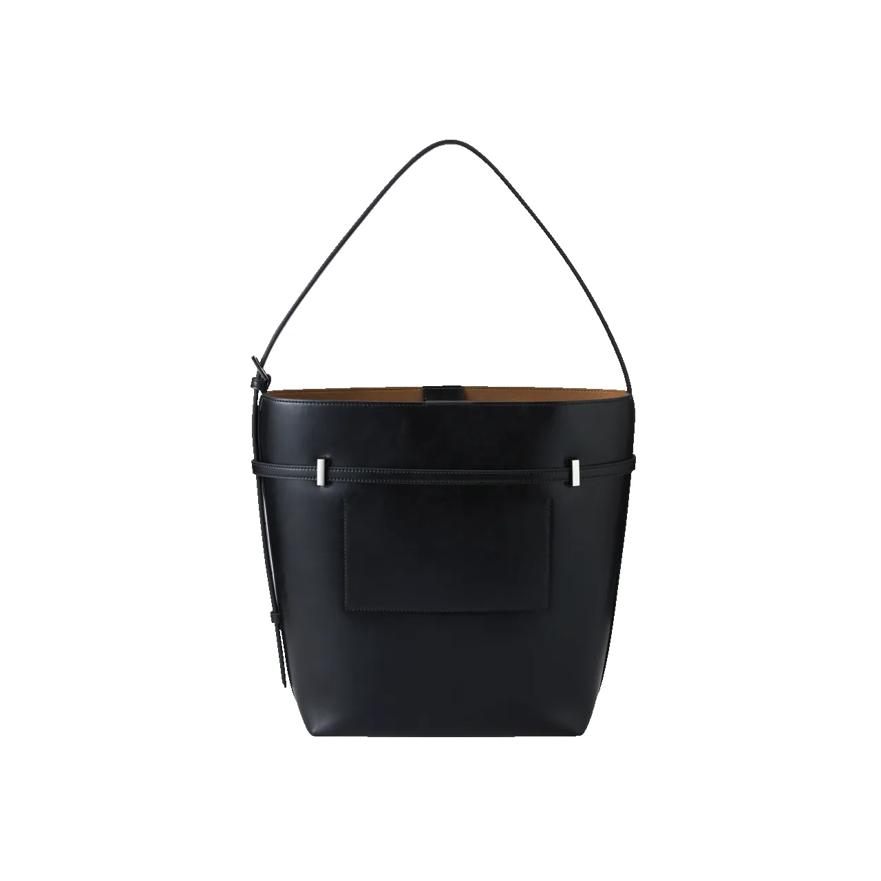 Black Belted Leather Tote Bag sold by VERAFIED product image thumbnail 4