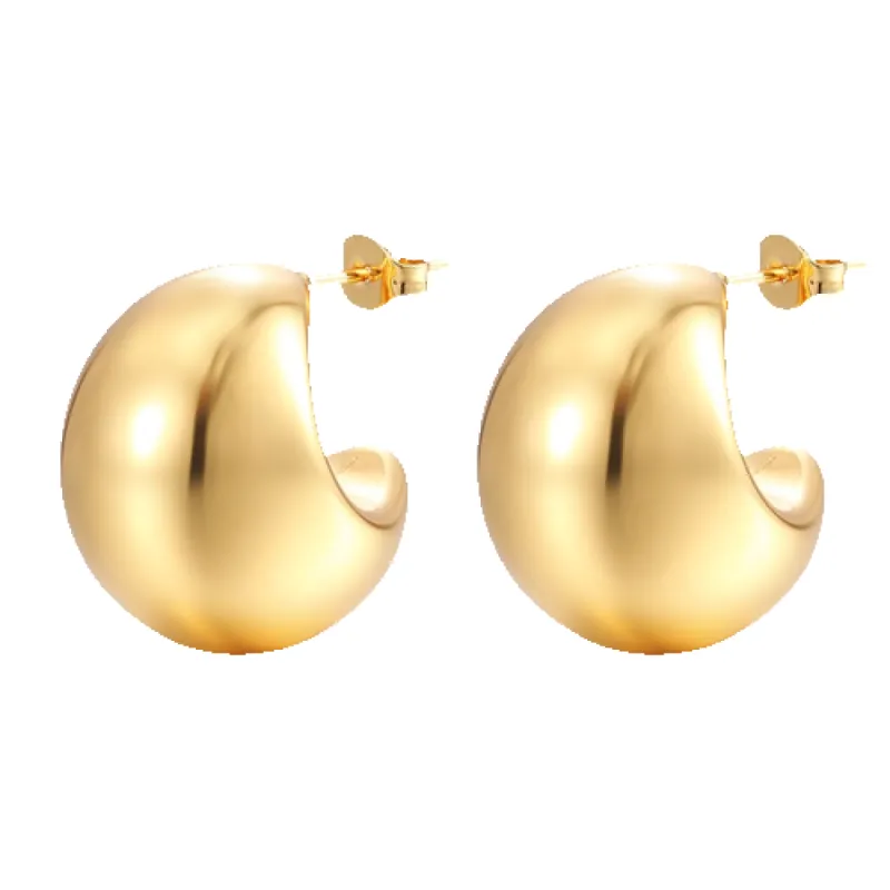 Gold Chunky Hoop Earrings sold by VERAFIED